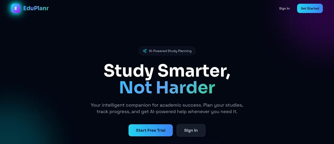 EduPlanr landing page